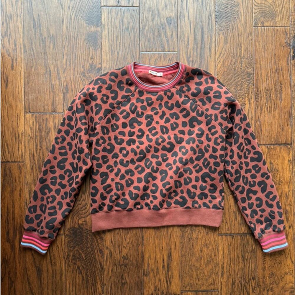 Marine Layer Leopard print sweatshirt rainbow trim size small